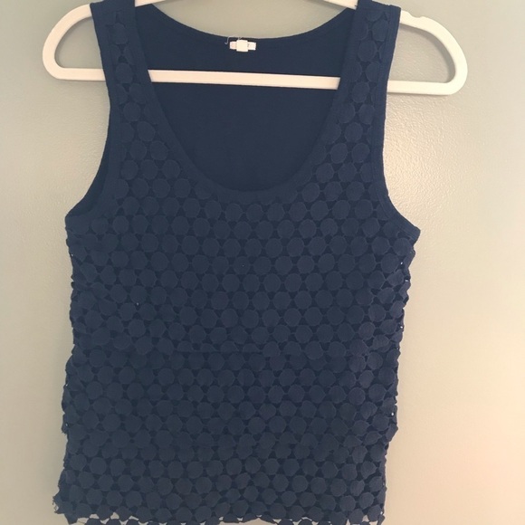 J Crew navy knit layered tank M - Picture 1 of 4